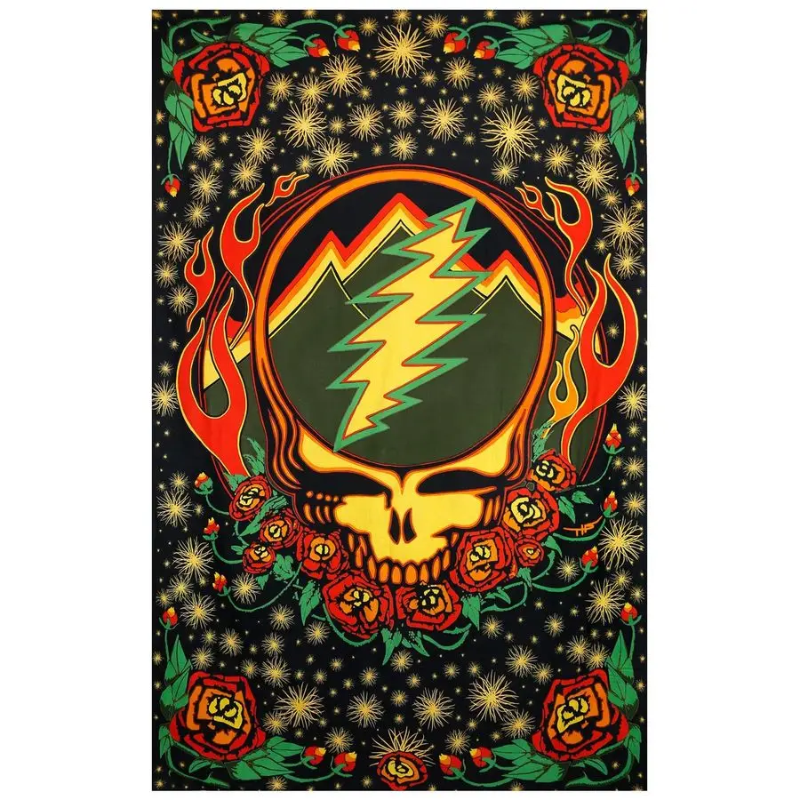 

Плед-гобелен Joy Grateful Dead 3D Steal Your Face Scarlet Fire, настенное панно, пляжное полотно, огромный размер 60x90 дюймов, потрясающие 3D-эффекты