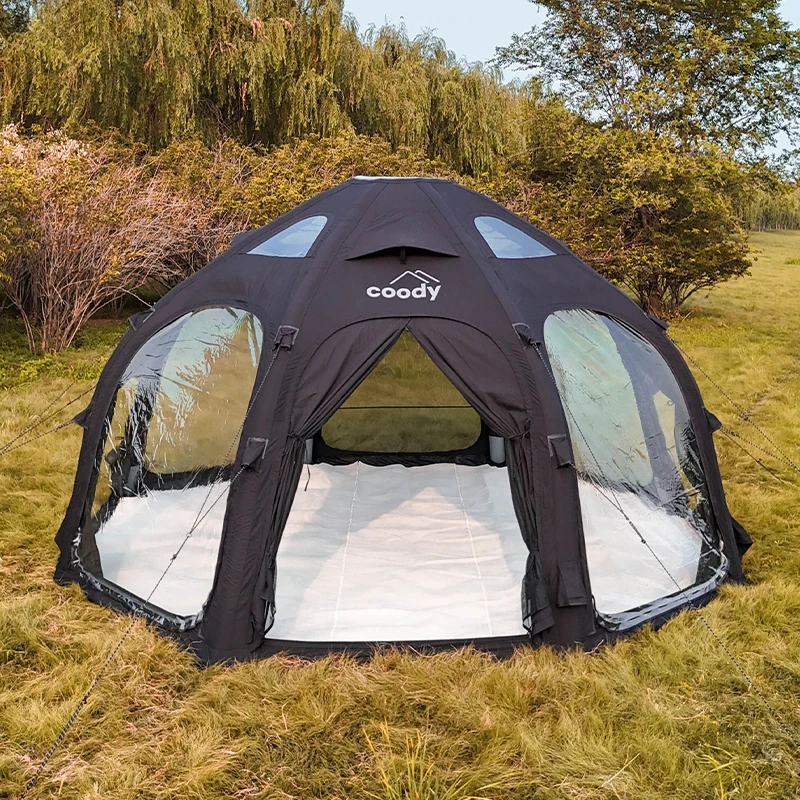 Coody Dome Black Geodesic Inflatable Air Tent 2-4 Person Classic Portable Family Outdoor Camping Canopy Shelter