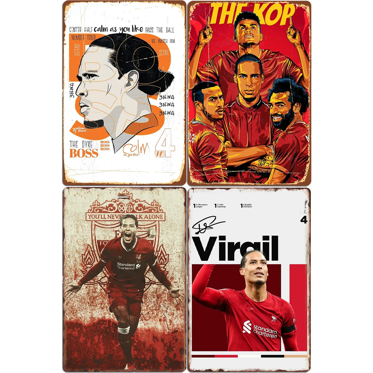 Art Virgil van Dijk Poster Football Player Retro Metal Sign Poster Club Indoor Room Decor Custom Tin Home Wall Decor