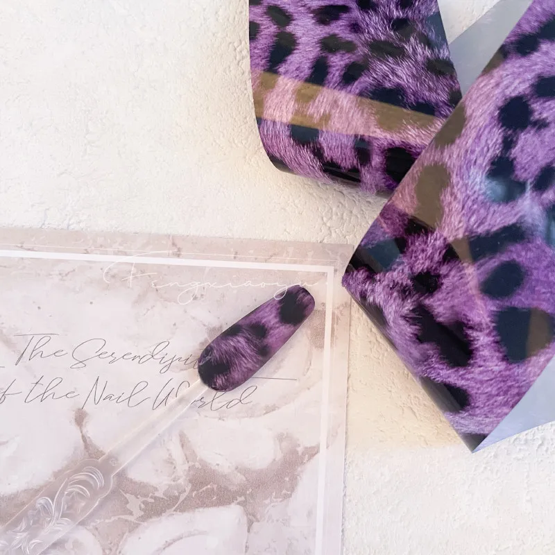 Carta di trasferimento della stagnola del chiodo della stampa del leopardo fogli di arte del chiodo ambra fiamma animale per le decorazioni di arte delle unghie del fuoco decalcomanie di Sanke