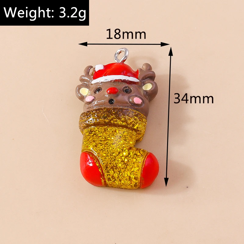 10 Stück niedliche Weihnachtsanhänger aus Kunstharz mit Weihnachtsmann, Rentier und Baum für die Herstellung von Halsketten, Ohrringen, DIY-Bastelarbeiten und Schmuckzubehör – Detail 39