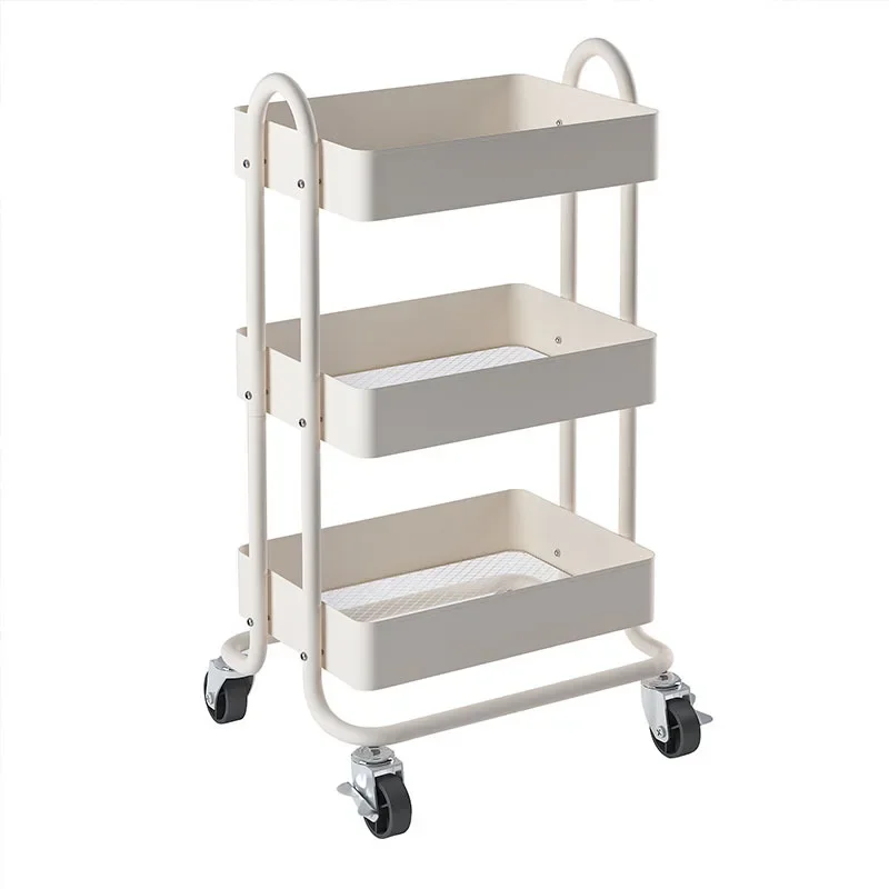 

Colorful Movable Racks Steel Storage Shelf Kitchen Island Carts