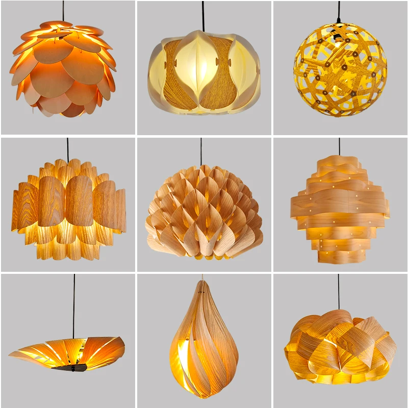 

Wooden Skin Lamp Southeast Asian Style Bamboo and Wood Pendant Lamp Restaurant Hot Pot Dessert Restaurant Homestay Wooden Art Pe