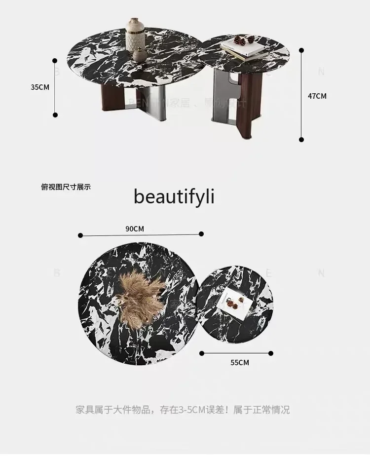 ss8350 Luxury stone coffee table natural luxury stone living room round coffee table designer small apartment coffee table