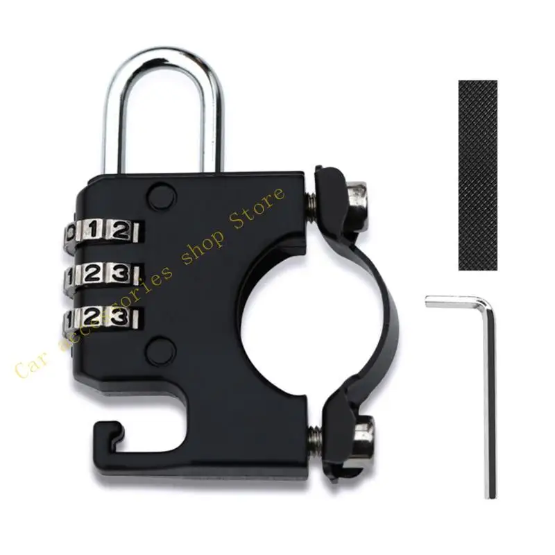 

T21E Helmets Lock Cycling 3 Digit Code Combination Lock for 22-28mm Handlebar Tube