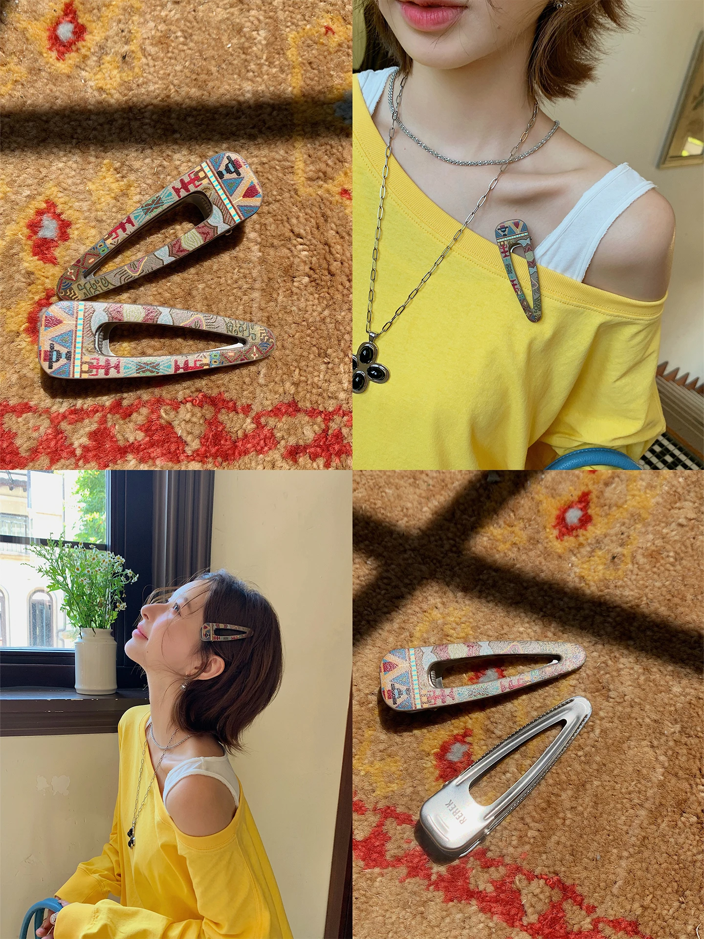 pince-a-cheveux-en-cuir-veritable-a-imprime-totem-de-la-marque-rerek-design-original-et-tendance-accessoires-pour-cheveux-pour-femmes