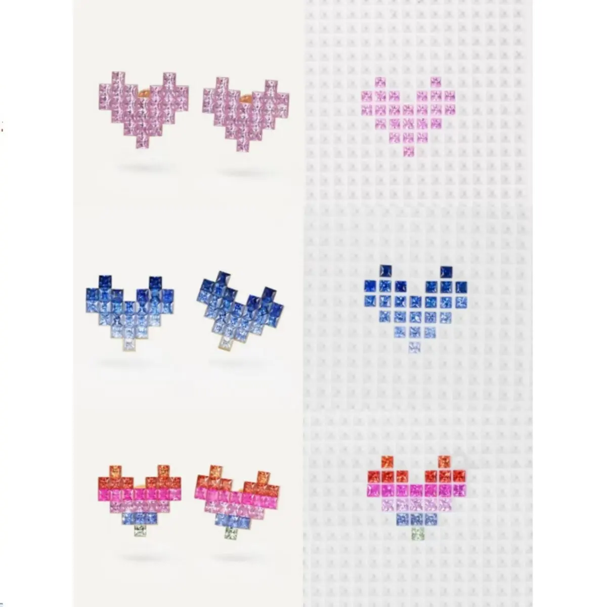 Lab Grown Sapphire Loose Gemstones Square Shape Rainbow Gradient Color 24Pcs/Lot for Charms Advanced Jewelry Making Materials