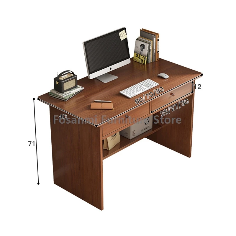 مكتب دراسة مدمج وظيفي مع مكتب تخزين، طاولة كمبيوتر ضيقة وبسيطة لمكاتب عمل كتابة الألعاب ذات المساحة الصغيرة