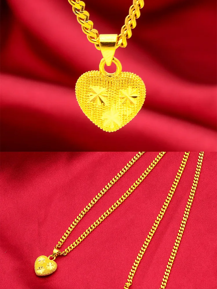 Liontin Hati Wanita Emas 24K AU999 - Eksklusif Wanita, bentuk hati bulat halus, kilau emas 24K yang hangat, garansi AU999