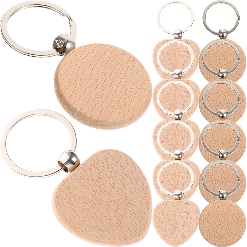 

12Pcs DIY Wooden Keychain Blanks Natural Wood Craft Supplies for Custom Tags Luggage Labels Handbag Charms Bulk Craft Rings
