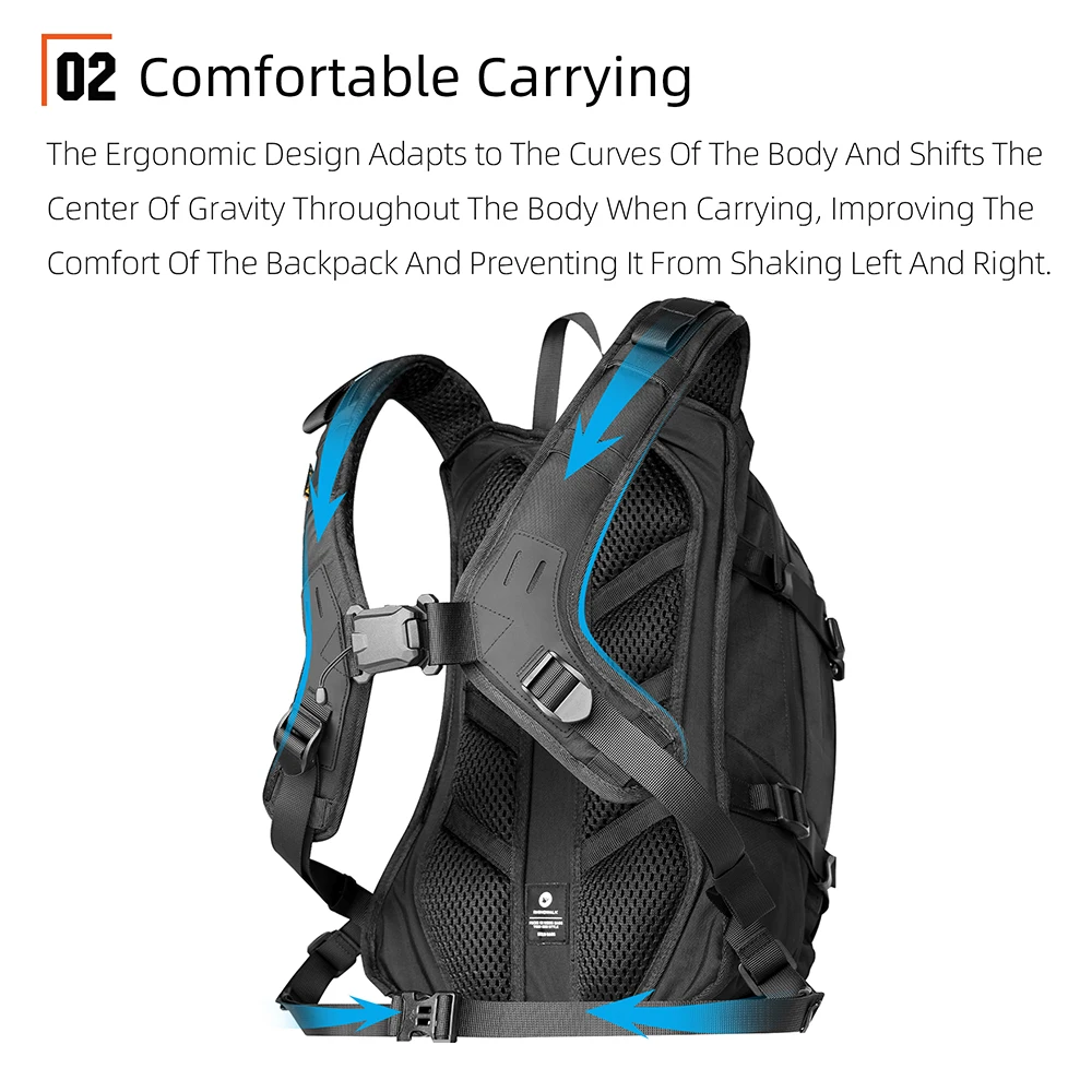 Rhinowalk Motorcycle Riding Backpack Magnetic Quick Release 23l With Raincover Breathable Back For Long-Distance Off-Road Motor