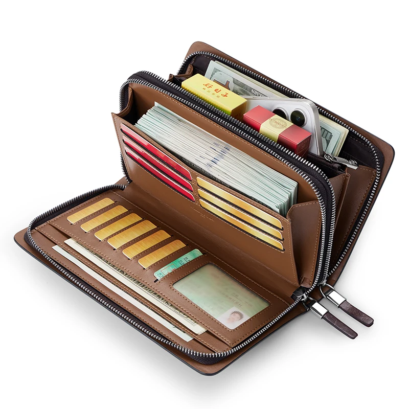 Men's Business Handbag, Large Capacity Leather Wallet, Fashion Phone Bag, Personalized Card Bag - Image 3