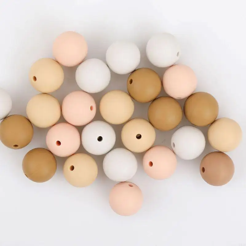 581F dla niemowląt gryzak silikonowy do żucia okrągły koralik luzem DIY Craft akcesoria do ząbkowania