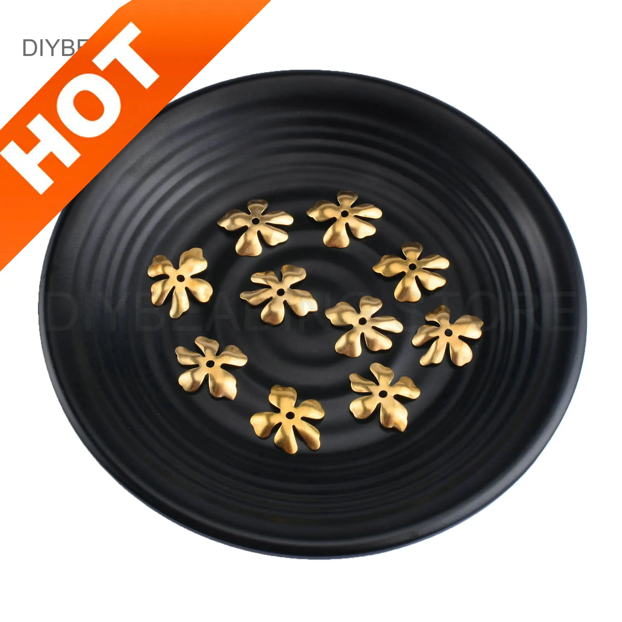 10-500 Pcs Metal Saucer Beads Online Bulk Wholesale Large Size Brass Flower End Caps Finding for Jewelry Making Supplies