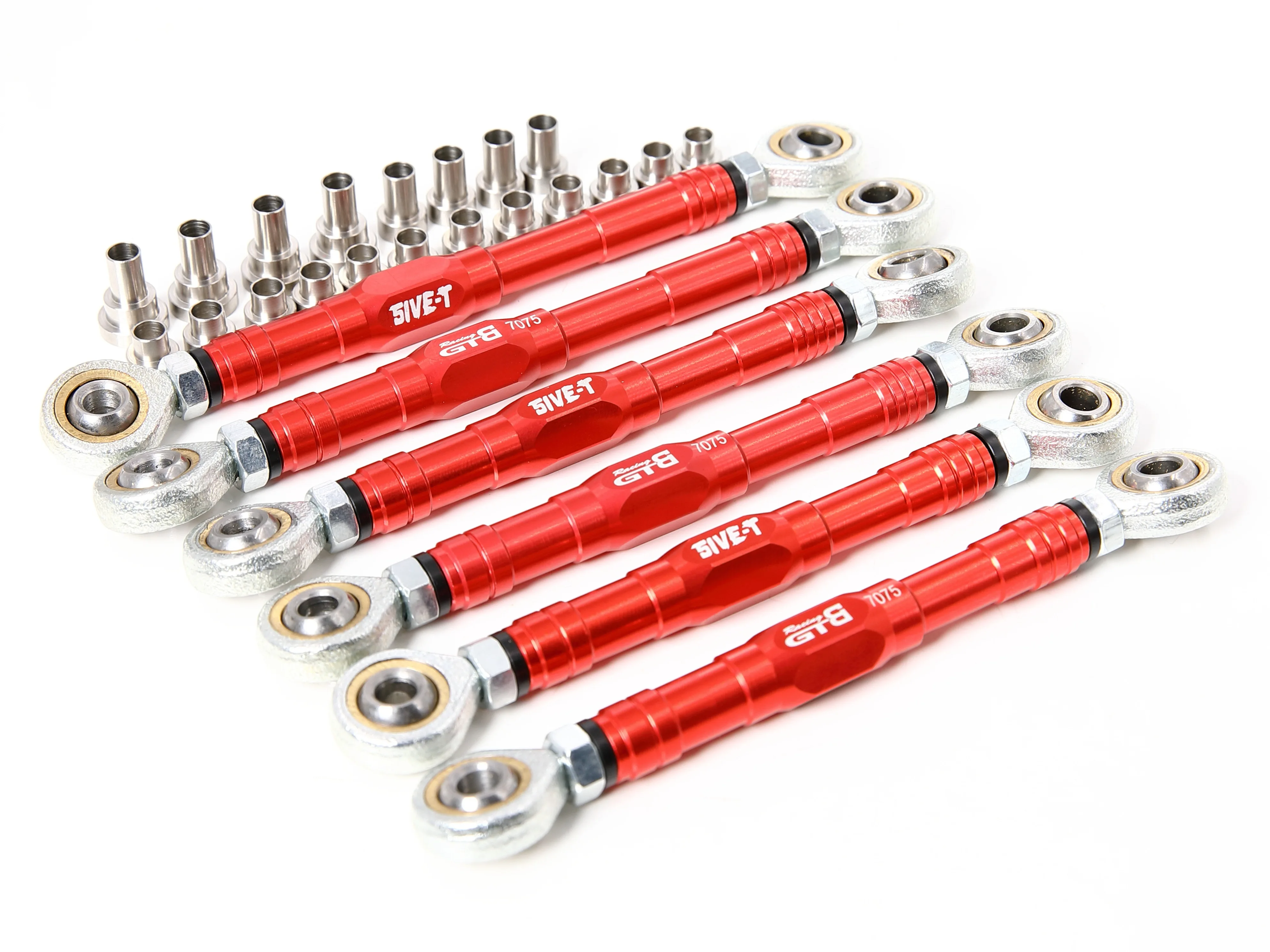 GTBRacing CNC Aluminium 7075 Verstellbares 5T Lenkgestänge-Set für Vorder- und Hinterachse für 1/5 RC Auto Losi 5ive-t Upgrade-Teil – Detail 2