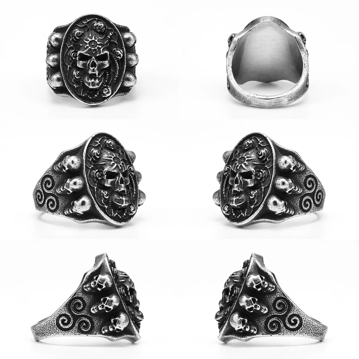 Immortal Viking Symbol Skull Men Rings Stainless Steel Women Jewelry Punk Gothic Rock Vintage Fashion Accessories Gift Wholesale