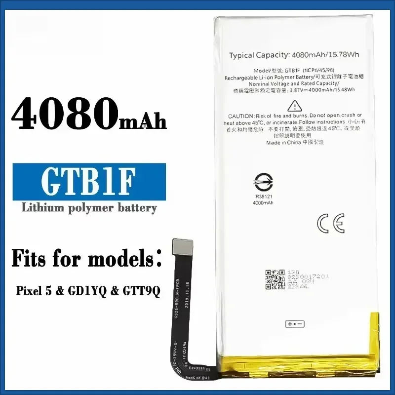 GTB1F 4080mAh Battery for HTC Google Pixel 5 GD1YQ GTT9Q Mobile Phone Batteries+tools