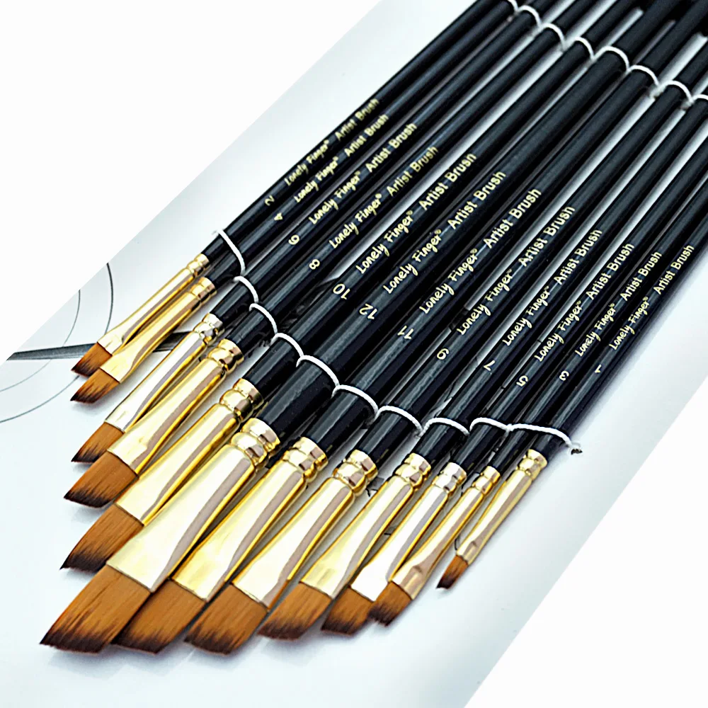 Angular Paint Brushes Nylon Hair Angled Watercolor Pait Brush Set for Acrylics Watercolors Gouache Inks Oil and Tempera