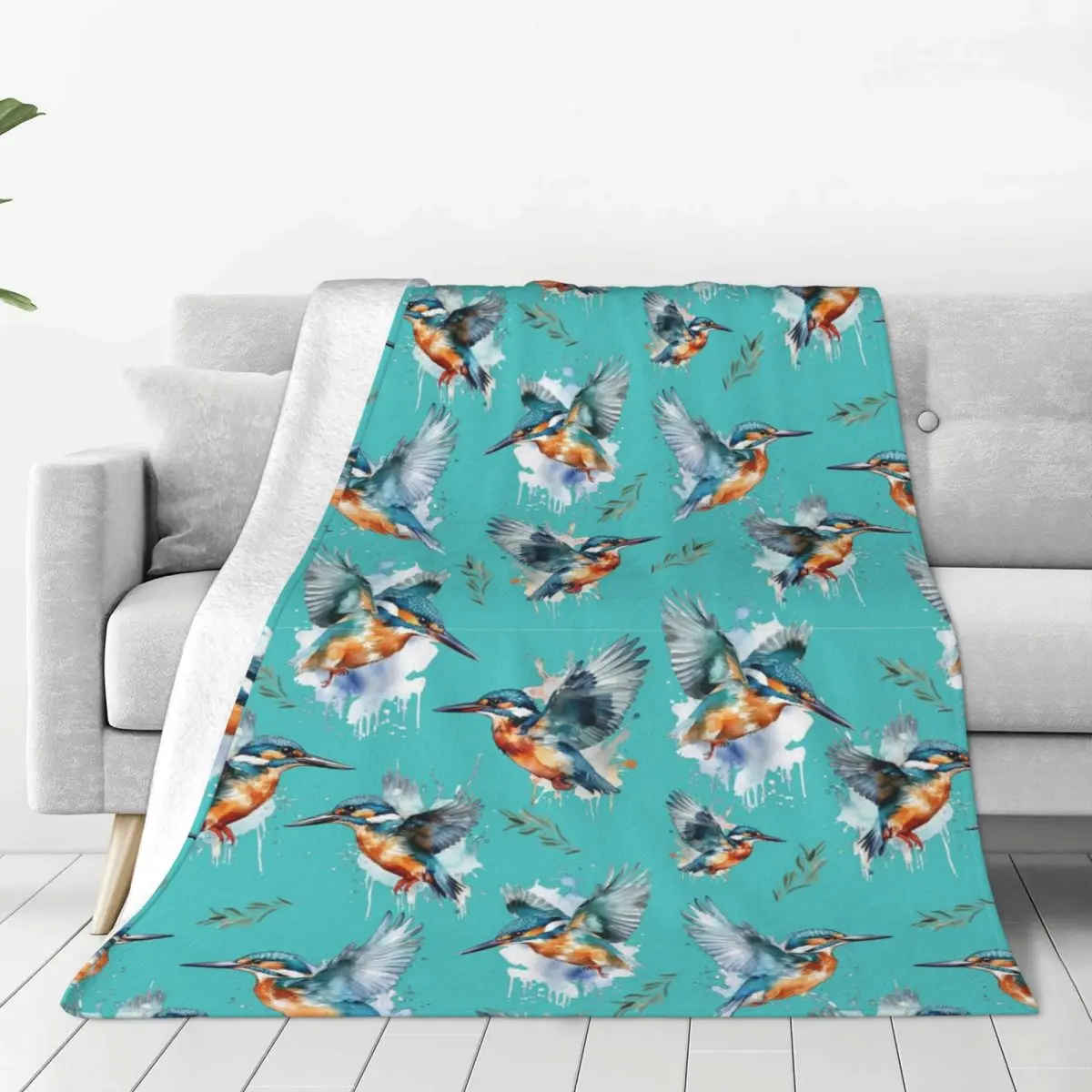 Kingfisher Pattern Blankets Flannel Portable Sofa Throw Blankets For Couch Bedding Travel Throws Bedspread Quilt