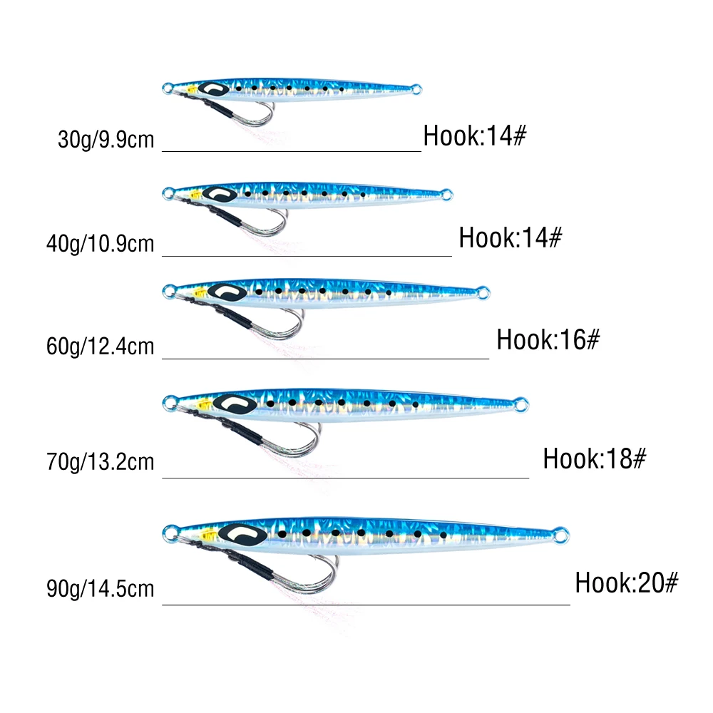 1 Stück Metall-Jig-Angelköder 30g-90g Leuchtender Halbmond-Augenköder Künstlicher Hartköder für Tenggiri Barracuda Meeresfischerei – Detail 3