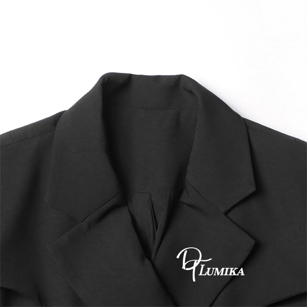DTLumika غير النظامية قطع بدلة سوداء كلية نمط المراهقين دعوى صغيرة سوداء دعوى الصورة الفعلية الراقية المرأة البدلة السترة #6