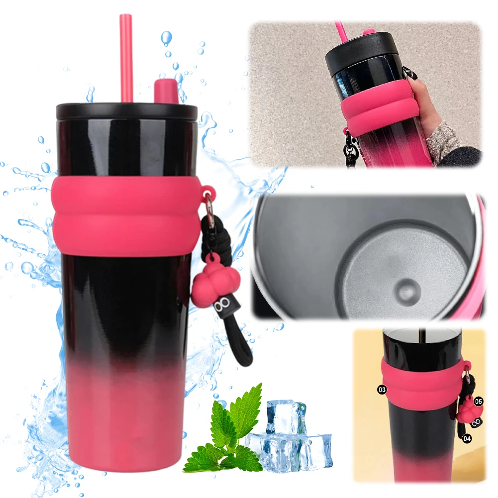 

700ml Gradient Color Space Cup 304 Stainless Steel Portable Space Kettle Leak Proof Large Capacity Water Cups for Home Office