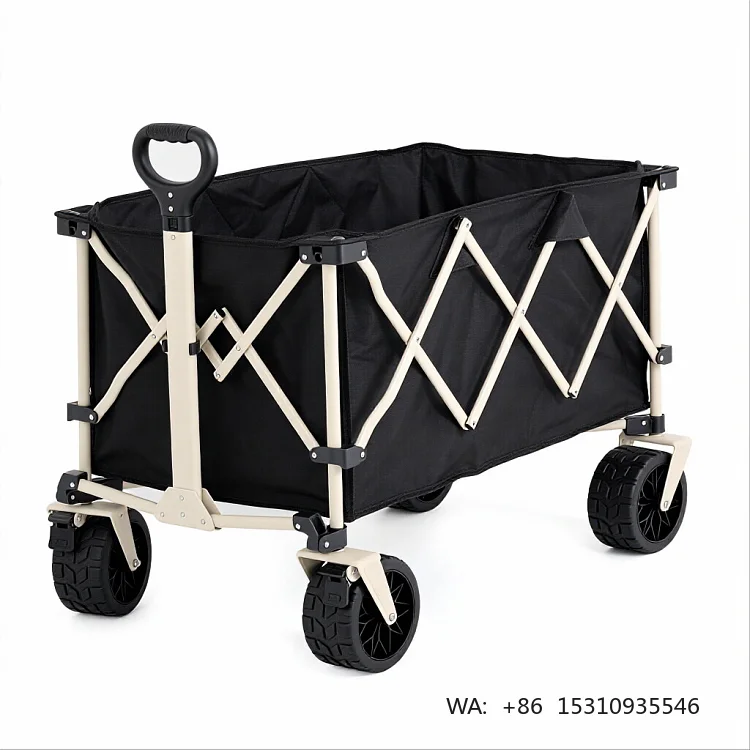 Heavy Duty Folding Camping Wagon with Large Wheels - Portable Collapsible Garden Cart for Outdoor, Beach, Picnic & Utility Use