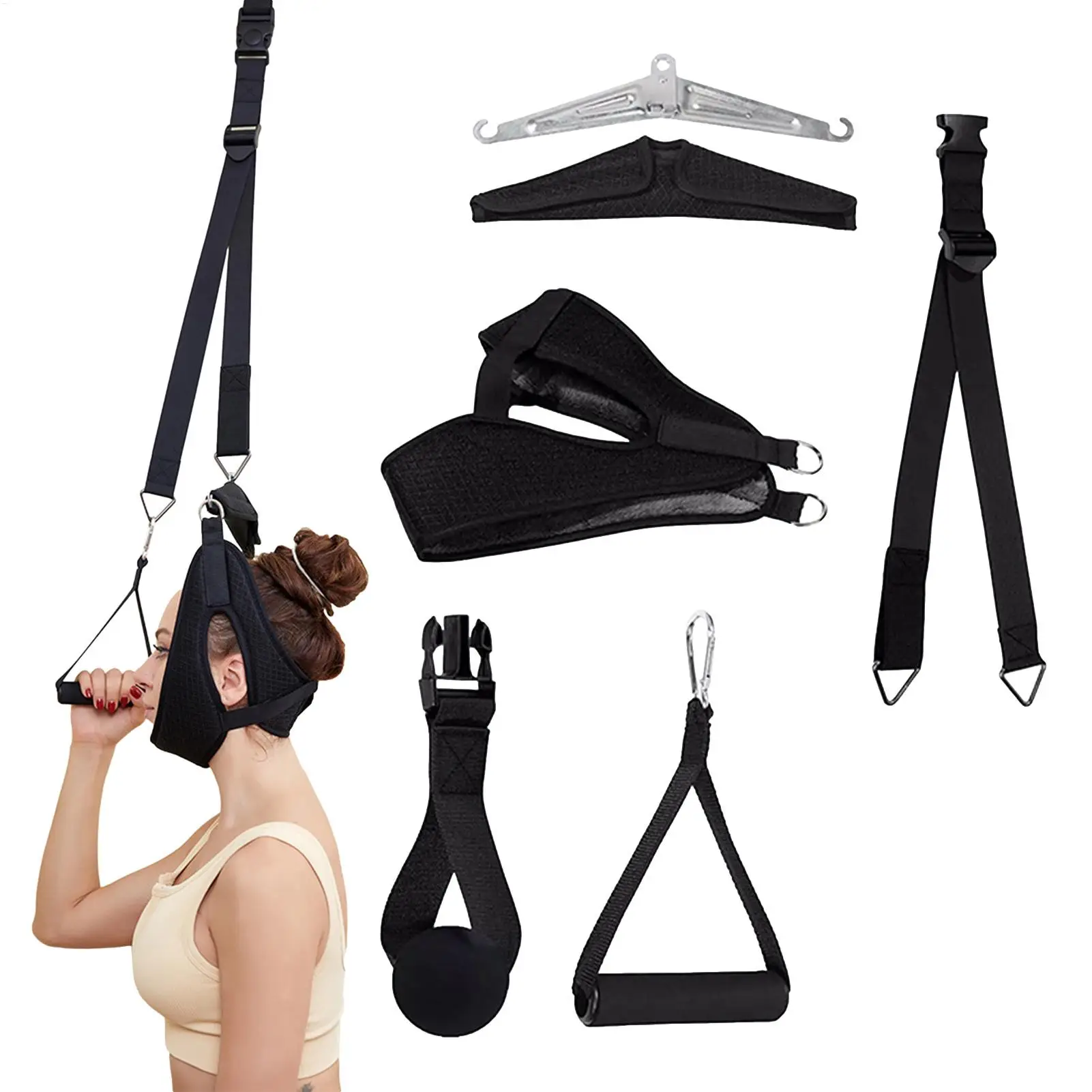 

Тяга для шеи, носилки для шеи, устройство для вытягивания шеи, корректор для вытягивания шеи над дверью, комплект для растяжки позвоночника для мужчин и женщин