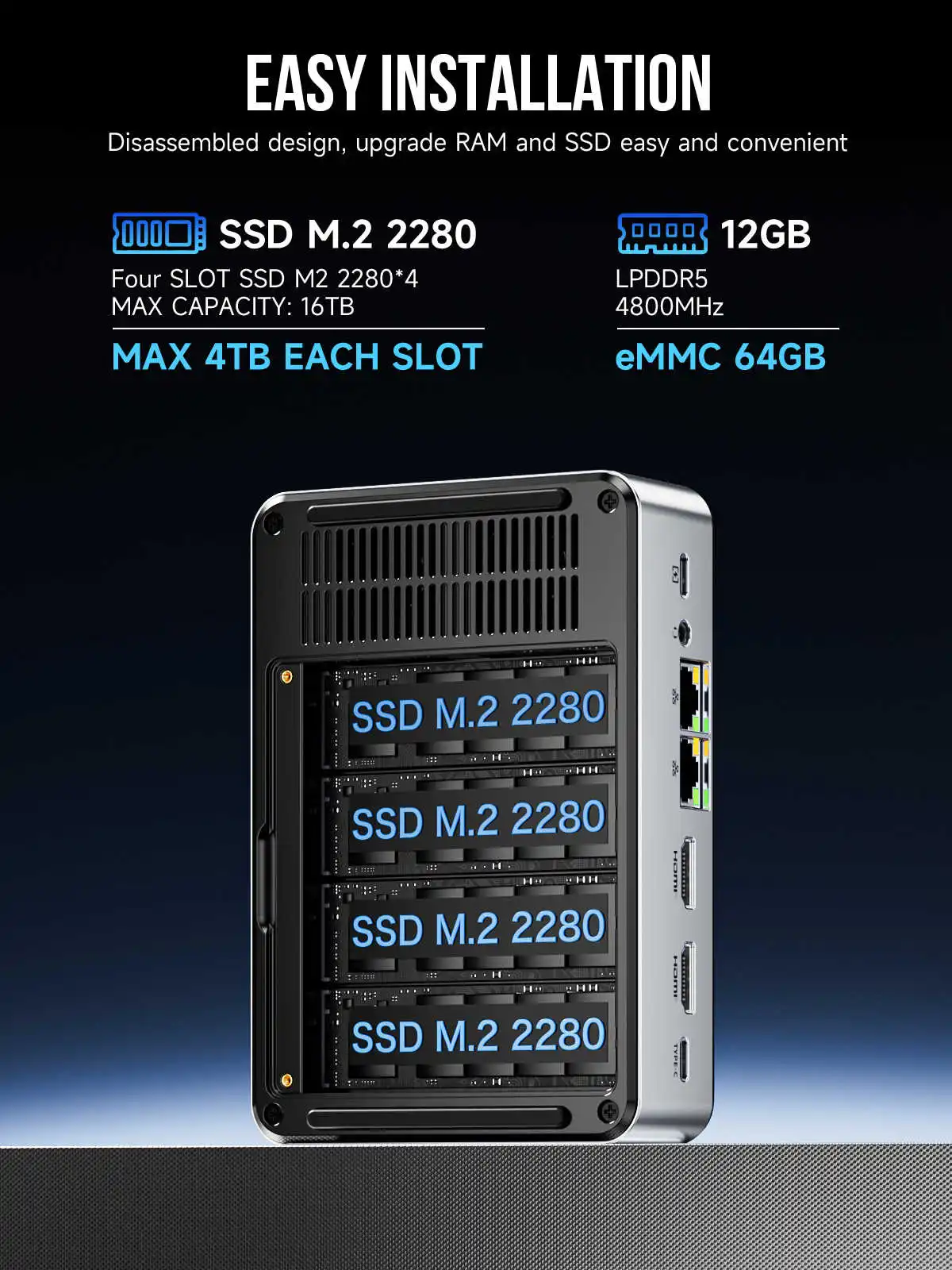 GMKtec NucBox G9 Intel N150 4-Bay NAS Router Mini PC مع Firewall 2.5G Homelab Server WiFi6 12G LPDDR5 64GB eMMC Ubuntu OS