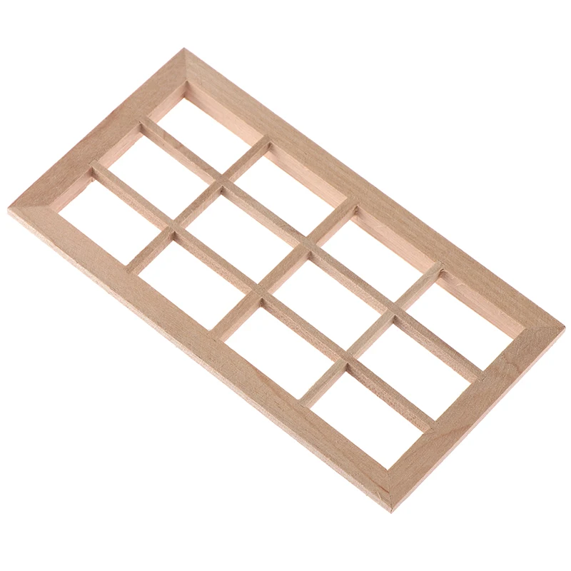 1:12 Dollhouse Miniature Wooden 12-pane Window Frame Model Accessories Toys Dollhouse Furniture Model Mini Window Frame