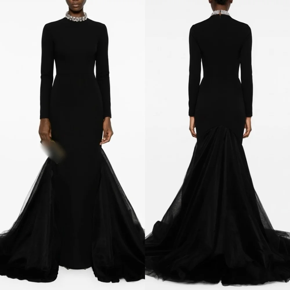 カスタマイズされたグリッター気質ハイカラーマーメイドロングドレスオーダーメイドの機会セレブドレスフォーマルイブニングパーティードレス