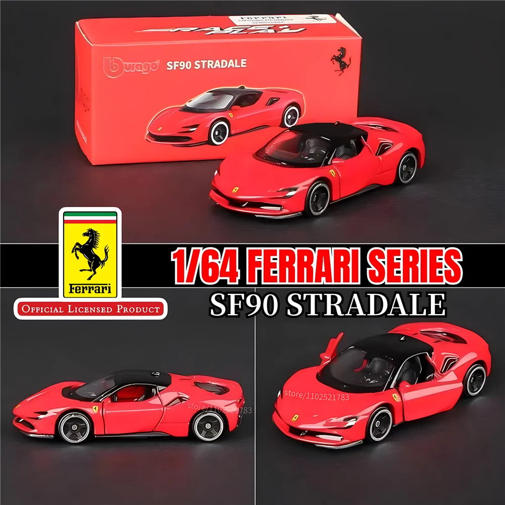 Bburago 1:64 Ferrari SF90 Stradale Replica Car Model, Scale F40 F50 458 488 Enzo Laferrari Diecast Miniature Art Kid Boy Toy