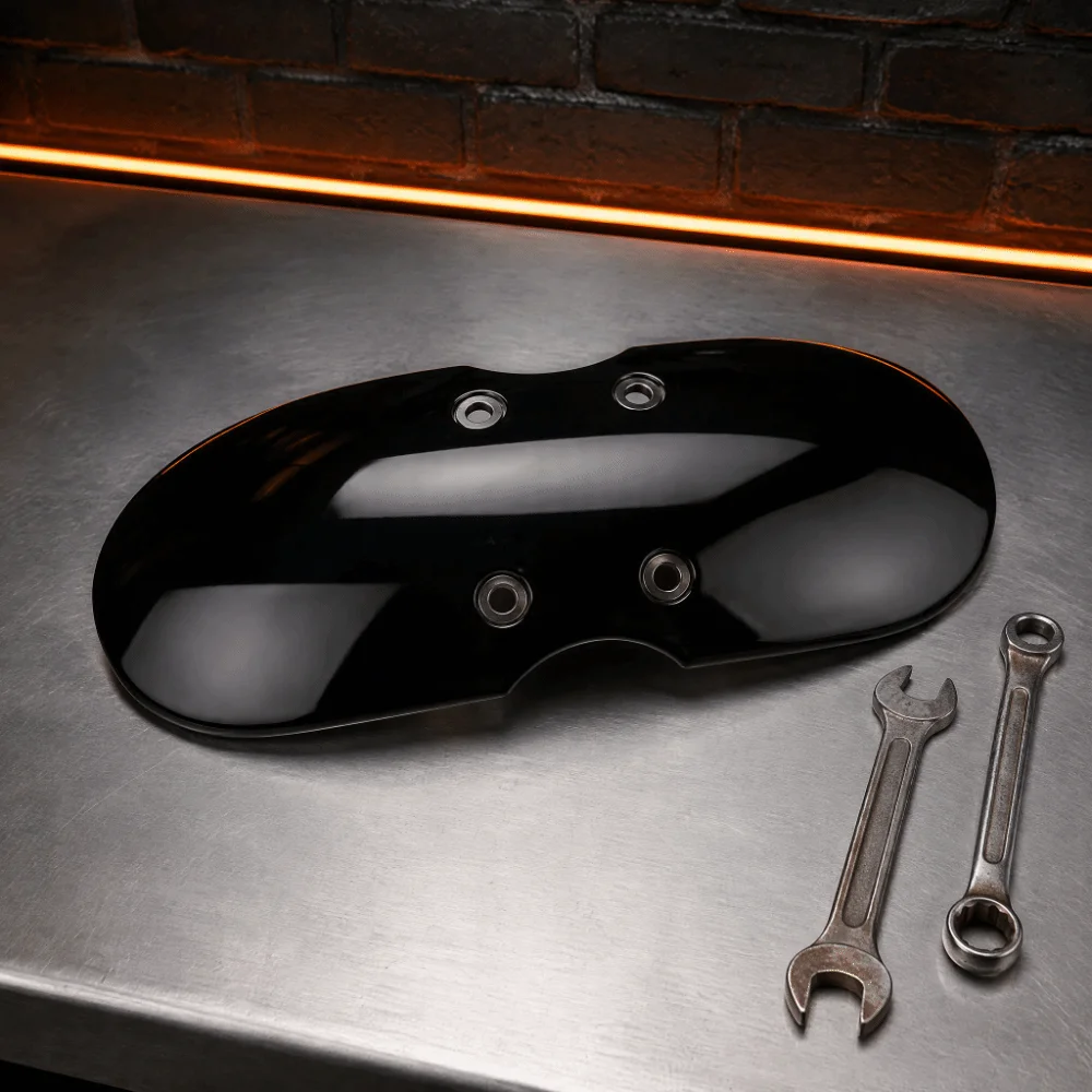 Black Short Front Mudguard ABS Plastic Front Mount Splash Guard Mudguard Short Design Aftermarket Mudguard Retro Modification