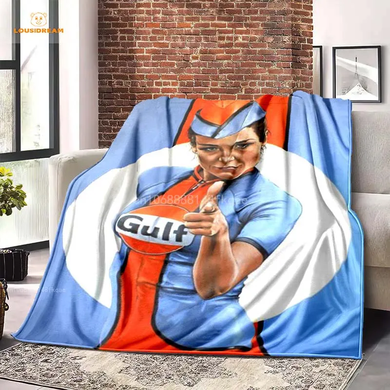 GULF Motorcycle LOGO Printing Blanket Cute Blanket Soft and Comfortable Blanket Warm Blanket Flange Blanket Birthday Gift