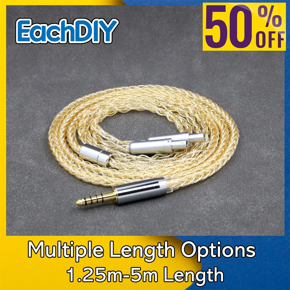 

8 Core 99% 7n Pure Silver 24k Gold Plated Earphone Cable For Sennheiser HD800 HD800s HD820s HD820 Dharma D1000 Headphone 8419