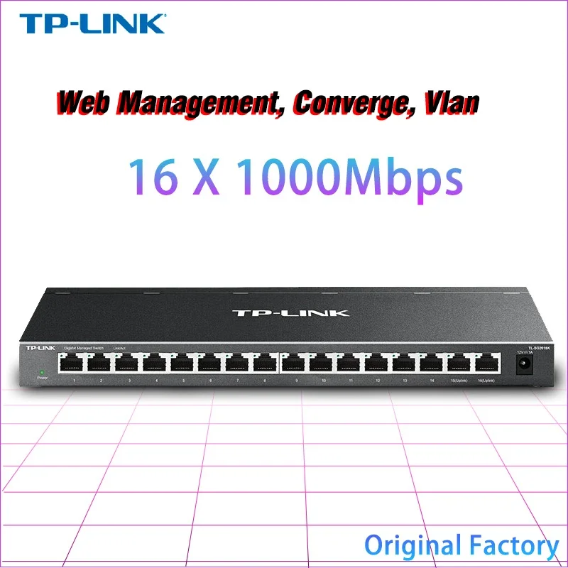 TP-Link 16 Port Full Gigabit Network Web Management Switch VLAN Port Convergence Mirror Ethernet Network 1000Mbps Hub