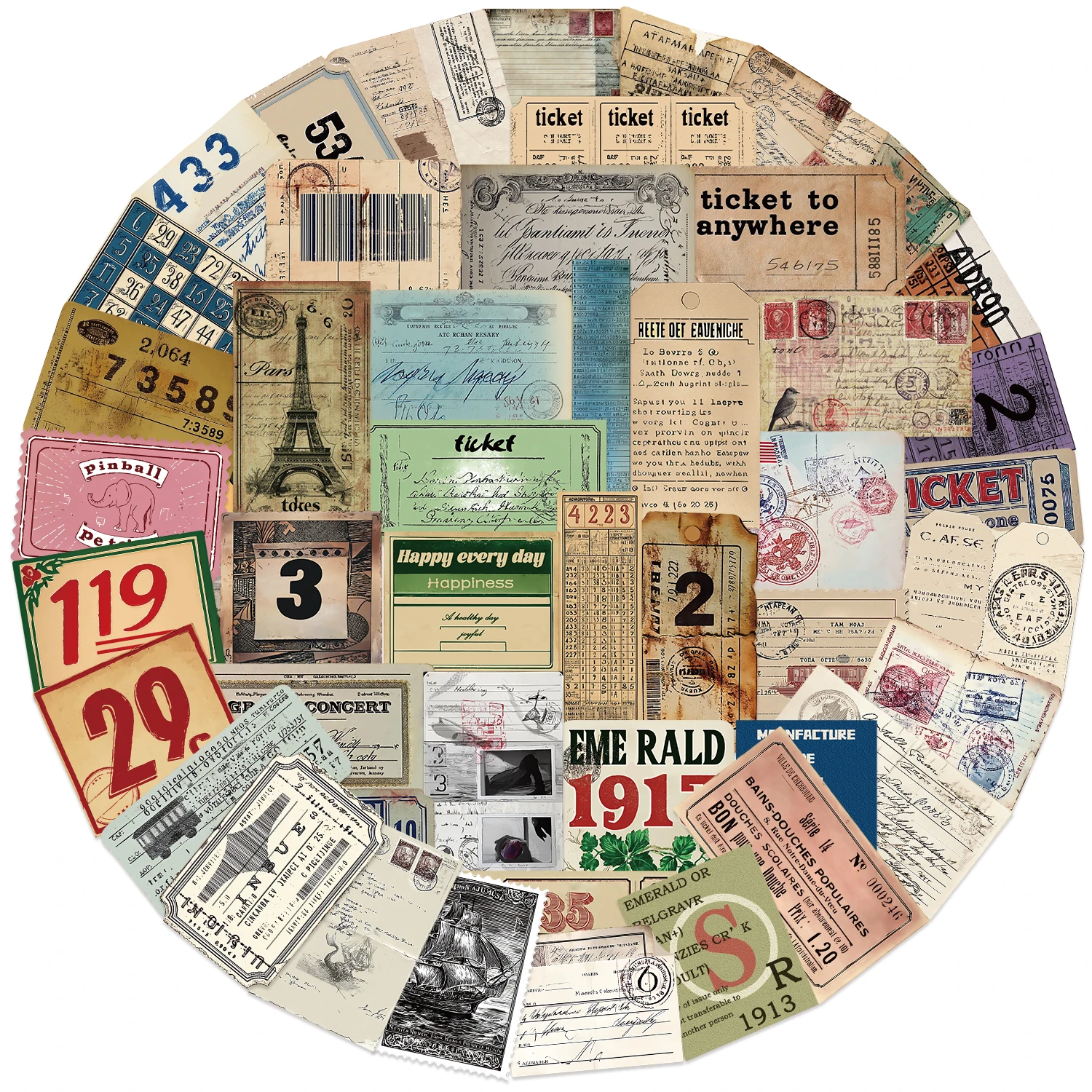 

50PCS Vintage Design Stickers, Art Graffiti, Mobile Phones, Laptops, Water Bottles, Luggage Decorations, Waterproof Stickers