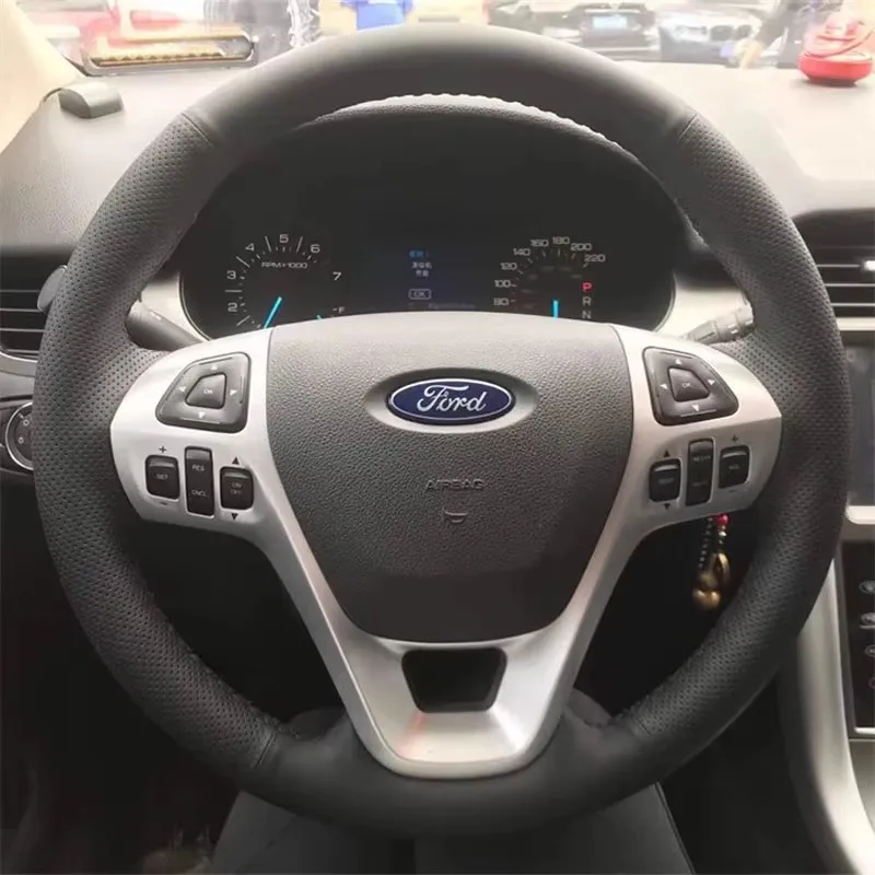 

Hand-stitched Genuine Leather suede car steering wheel cover 100% For Ford Explorer 2011-2016 Taurus 2012-2015 Edge 2011-2014