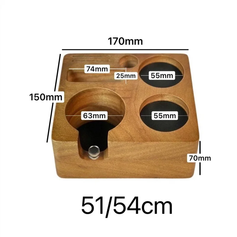 6 Hole Espresso Tamper Holder,Puck Screen,Dosing Ring,Wooden Coffee Tamper Station Base Espresso Tamper Mat Stand fit 51/54/58mm