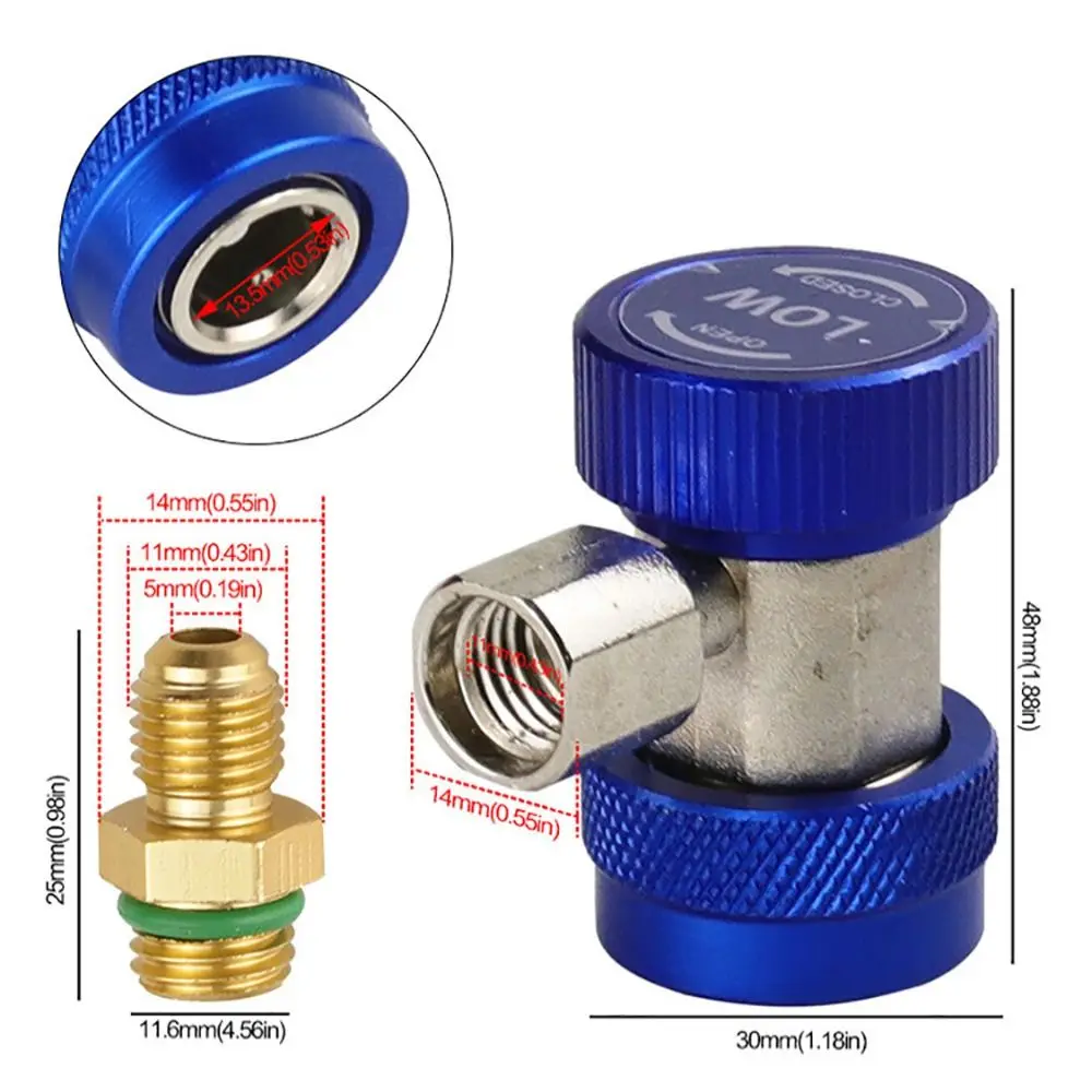 NIEUWE Legering Auto Snelkoppeling Connector Aluminium R134A H/L Messing Plating Adapter Verstelbare Auto Accessoires Manometer