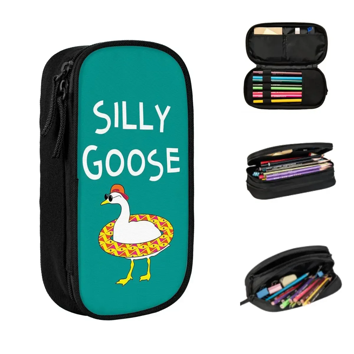 Silly Goose Funny Kids Sunglasses & Floatie Pencil Cases Large Storage Pen Bags Pen Box Pencil Pouch For Boys Girls Students