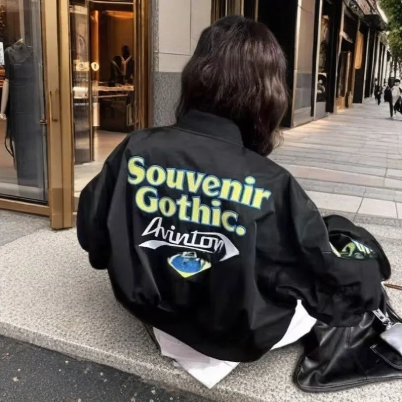 

Embroidery Bomber Jackets Women Oversized Spring Summer Short Vintage Jackets Streetwear Women Clothing Outerwears