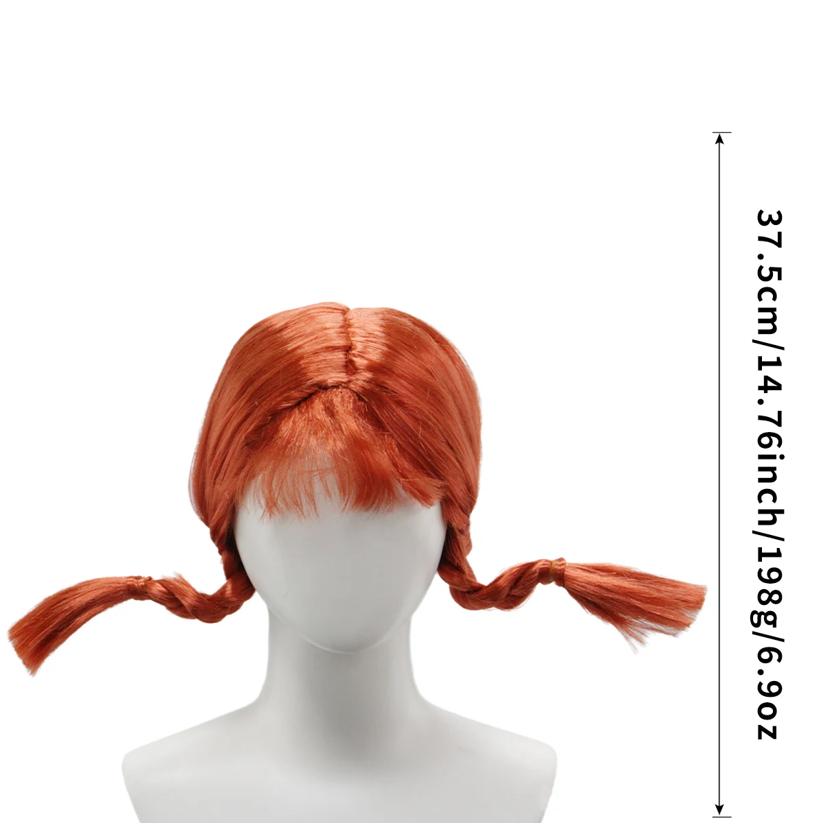 

Anxin Brand Synthetic Wig, Orange-Red Double Braided Style, with Bangs + Braided Elements, Fluffy and Natural Hair, Suitable for Cosplay/Children's Play Costumes/Cute Style Daily Wear, for Teenagers and Adults Aged 8-16, Easy to Wear and Care For, One-Pie