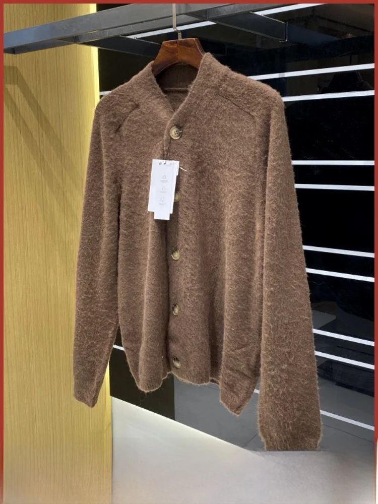 

Мягкий кардиган Spani Order V-Ne, вязаный открытый кардиган Fce, мужской ленивый свитер на осень и зиму, дэт, повседневный свободный крой