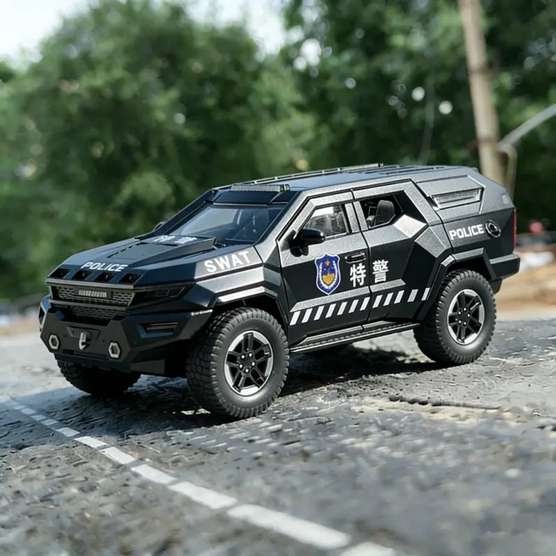 

1:24 Vengeance Alloy Explosion Proof Vehicle Model Metal Police Armored Off-road Vehicle Car Model Sound and Light Kids Toy Gift