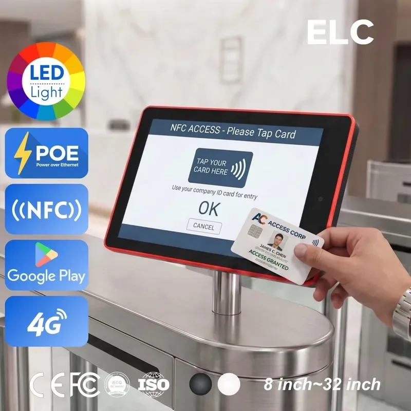 Hot Sale 10.1Inch RK3568 PoE Android 11 Tablet with NFC & RGB LED Bar for Building Access Control Custom SDK for Security