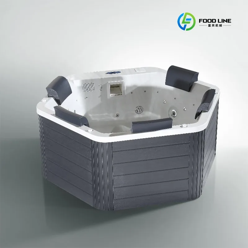 FL Customized 4-5 Person Modern Outdoor/Indoor Spa Jacuzzis Hot Tub Heated Hexagon Acrylic Bathtub Whirlpool Massage