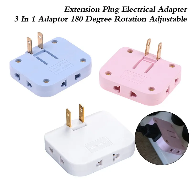 

3in1 EU Extension Plug Electrical Adapter 180 Degree Rotation For Mobile Phone Charging Converter Socket