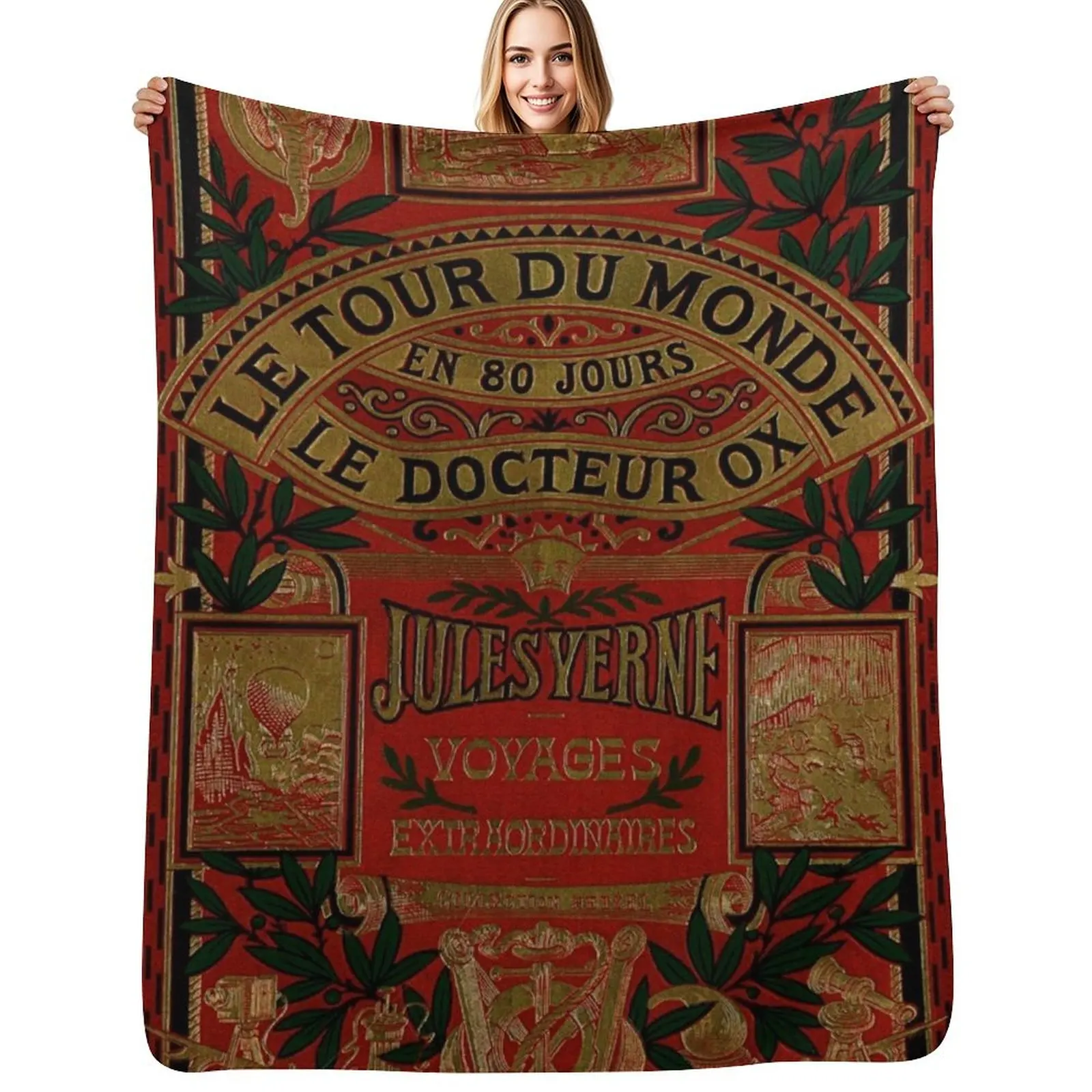 Jules Verne Around The World In Eighty Days Throw Blanket Ultra Plush Cozy Blanket for Napping Sleeping