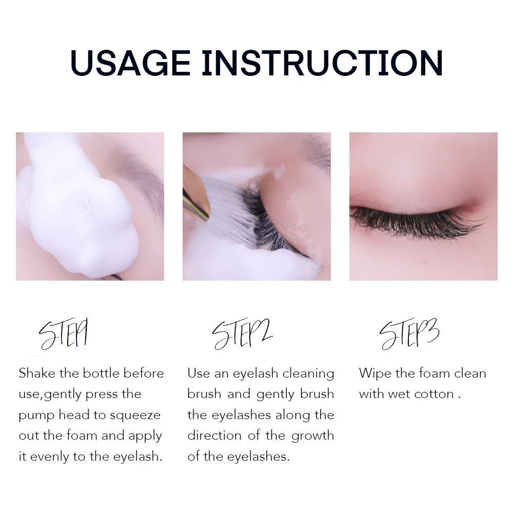 Gollee Eyelash and Brow Wash Cleaning Bath Shampoo Foam Cleaner Cleanser Eyelash Extension Cleanser Natural Safe Makeup Remove